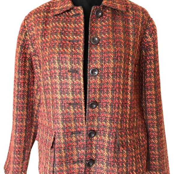 Croft & Barrow Boucle Blazer, Vintage 90s Button-Down Jacket Brown Rust XL - Picture 4 of 8